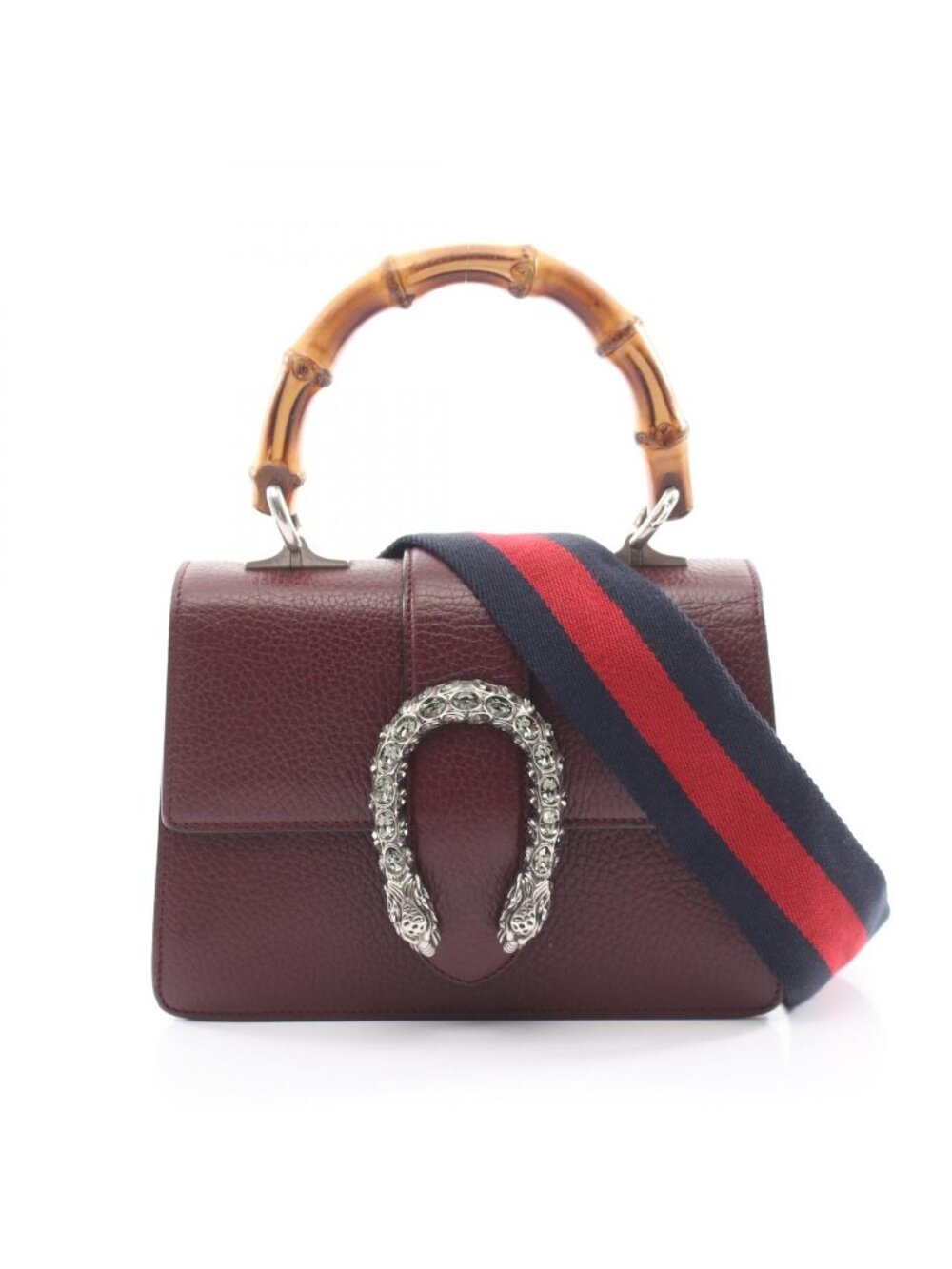 Gucci Handbag Dionysus Bamboo Rhinestone 2-Way Wine Leather